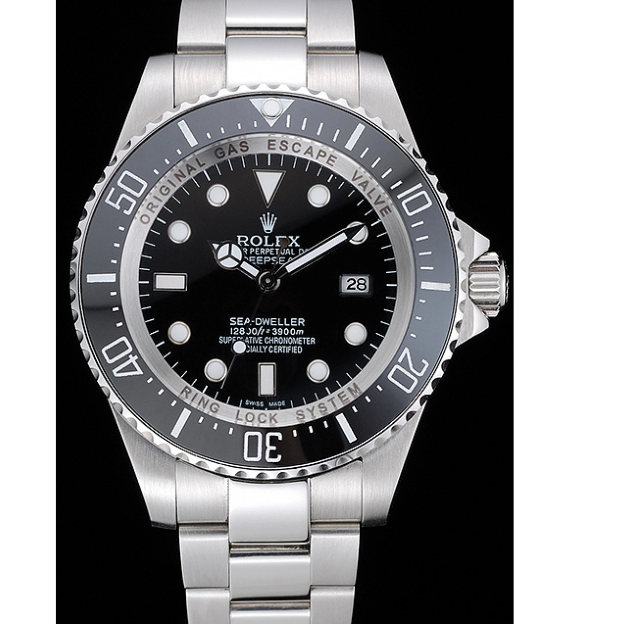 MiroTime 1025 Rolex Sky Dweller Stainless Steel Bracelet Black Dial Watch